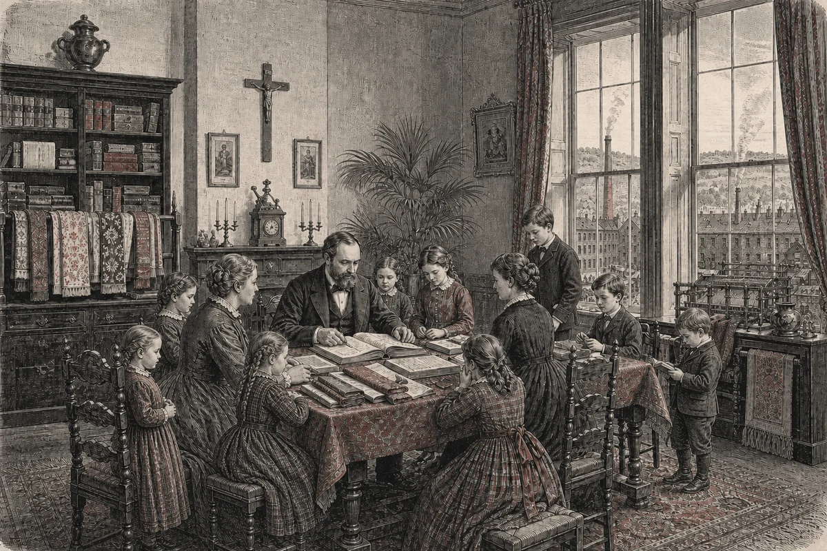 Die Familie Engels in Barmen – historische KI-Illustration